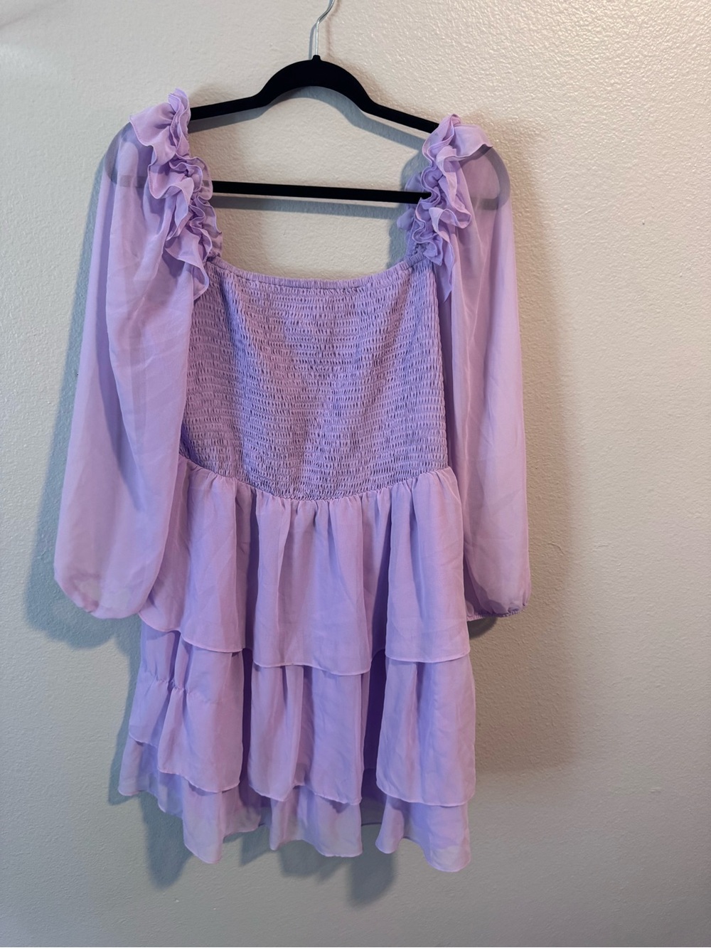 Lilac Ruffle Tiered Peasant Dress